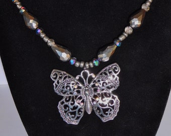 Butterfly Necklace | Silver Necklace | Crystal Butterfly