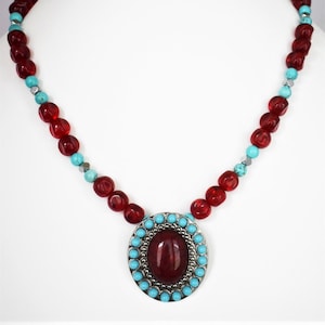 Red and Turqoise Cowgirl Necklace