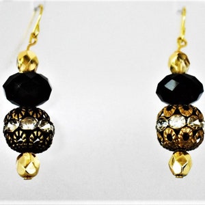 Black and Gold Drop Earrings