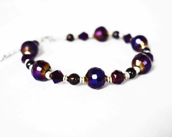 Purple Czech Glass Beaded Bracelet