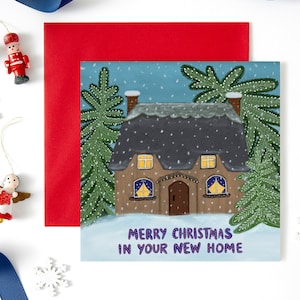Premier Noël dans une nouvelle carte de maison, Joyeux Noël dans votre nouvelle carte de maison, fabriqué en Angleterre