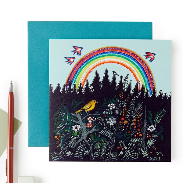 Rainbow art card, Blank Birthday art card, Russian folk art, Yuri Vasnetsov, Get better blank card