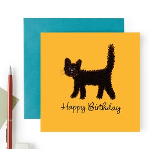 Black cat Happy Birthday greeting card - Happy Birthday kitten greeting card - Black cat card - Cute cat card - Made in the UK