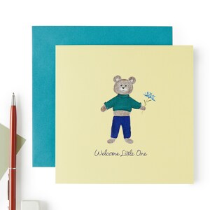 Carte Cute New Baby, carte Welcome Little One, carte Baby bear, carte Baby Boy Girl UK