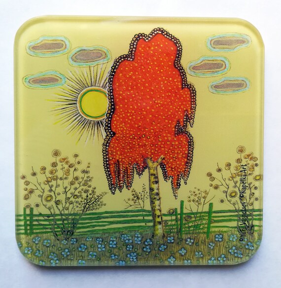 Yuri Vasnetsov Country Style Small Gift Stocking Filler New Home Gift Rowan Tree Glass Coaster Folk Art Housewarming Gift