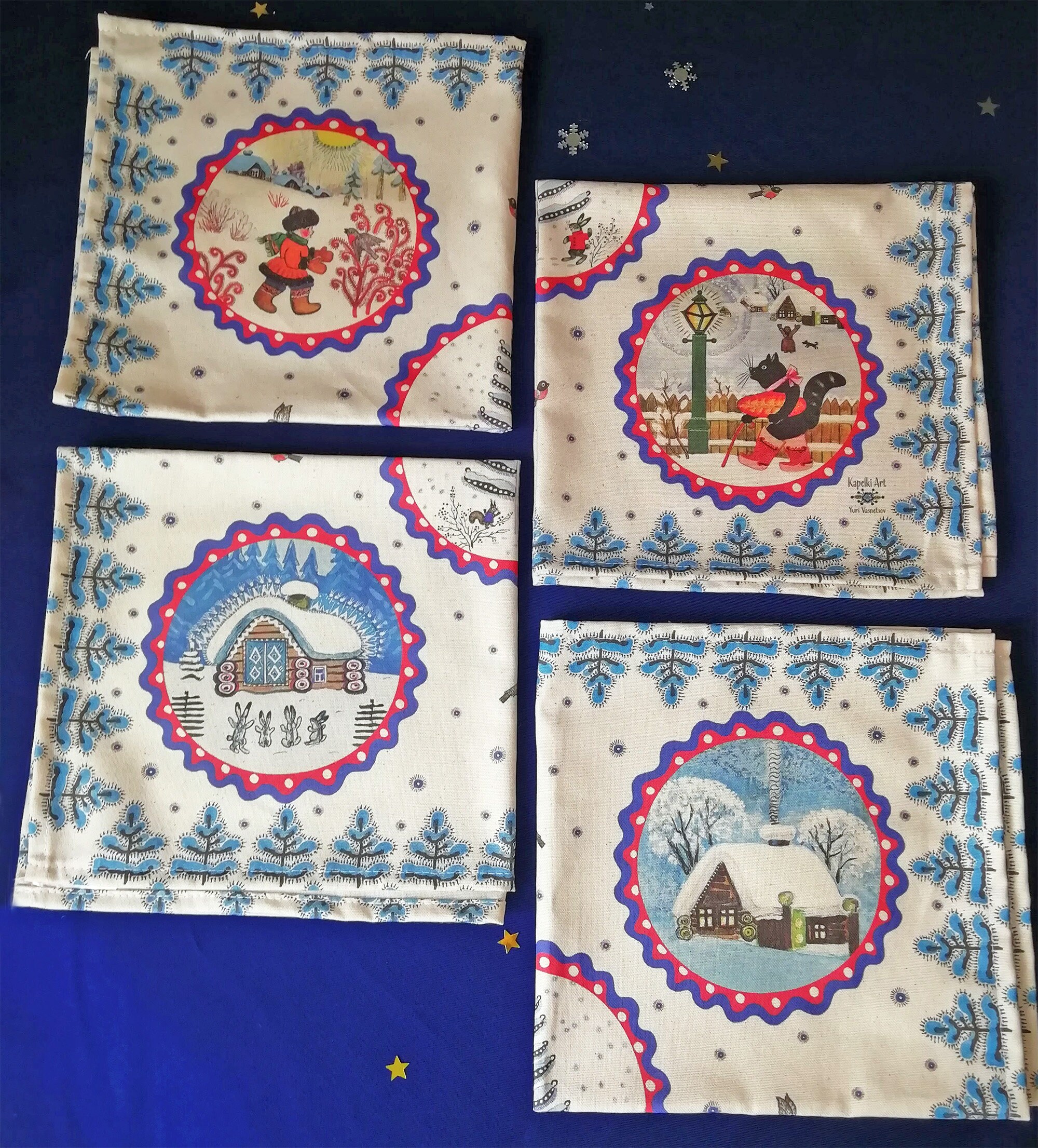 Christmas Cloth Napkins Christmas Cotton Napkins Luxury Etsy UK