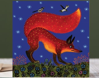 FOX WINTER FOREST Linen Kitchen Towels - Exclusive Designs Tea