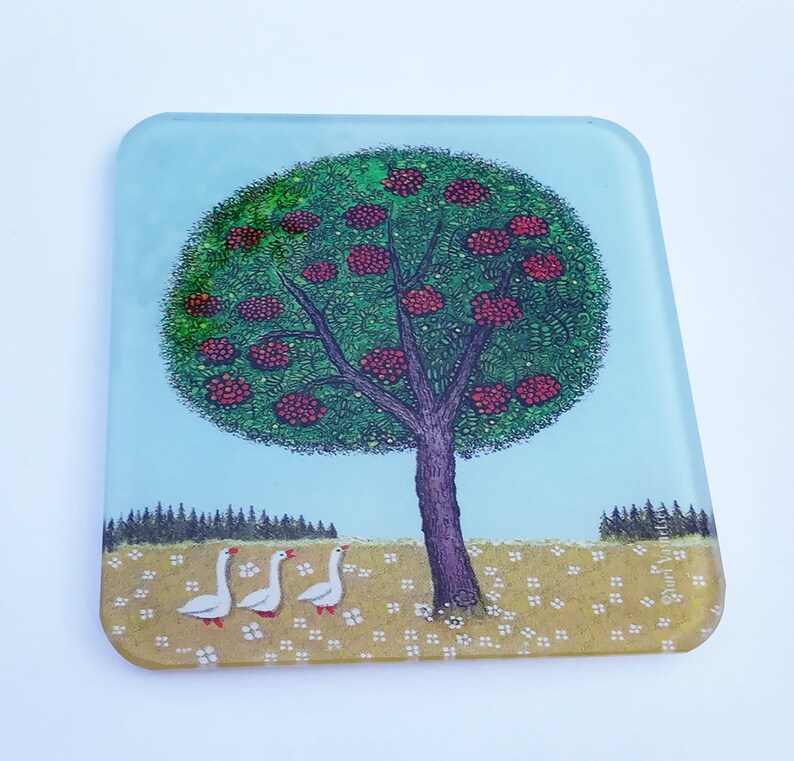 Yuri Vasnetsov Country Style Small Gift Stocking Filler New Home Gift Rowan Tree Glass Coaster Folk Art Housewarming Gift