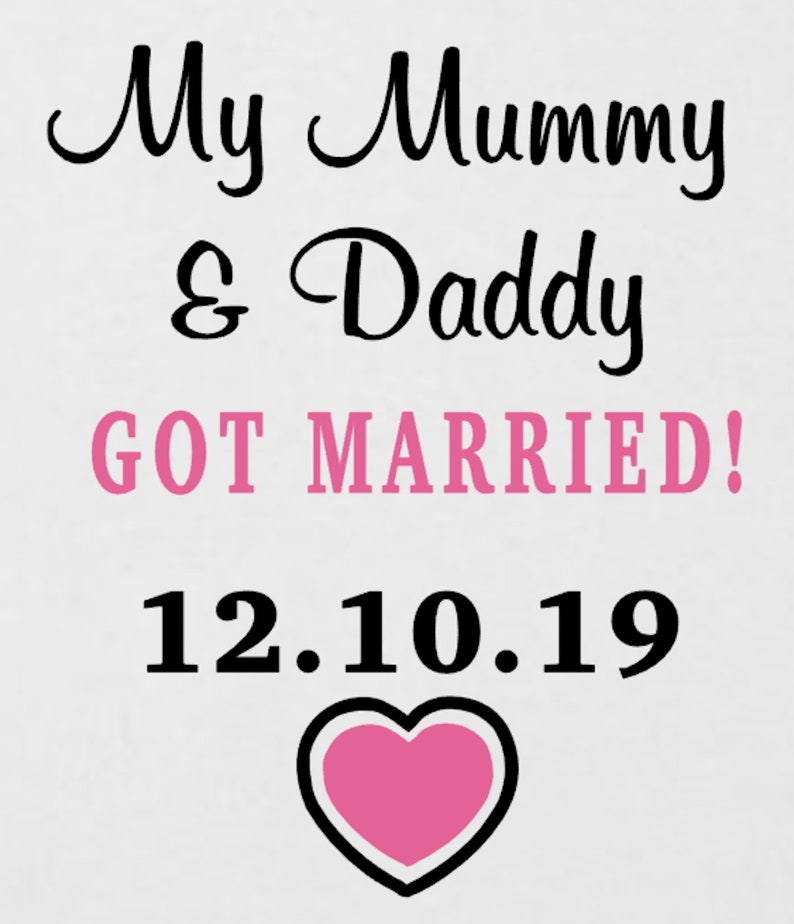 Personalised with Wedding Date Wedding Flower Girl My MUMMY /& DADDY GOT Married Page Boy BodysuitBaby GrowVestRomperSleep Suit