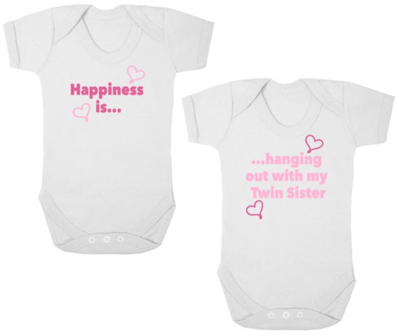 Newborn Gift I/'M THE SHY//NOISY TWIN Funny Bodysuits//Grows//Vests Baby Shower