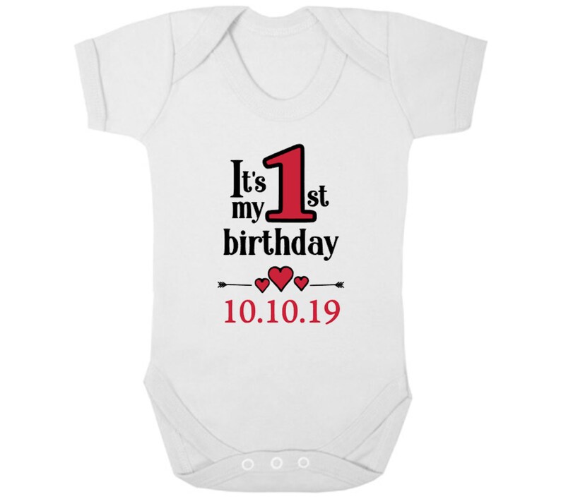 First Birthday GiftPresent Date Cake Smash 1 Today PERSONALISED 1ST BIRTHDAY New GirlsBoys Baby BodysuitBaby Grow RomperVest