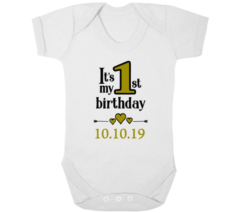 First Birthday GiftPresent Date Cake Smash 1 Today PERSONALISED 1ST BIRTHDAY New GirlsBoys Baby BodysuitBaby Grow RomperVest