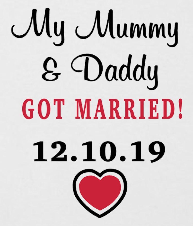 Personalised with Wedding Date Wedding Flower Girl My MUMMY /& DADDY GOT Married Page Boy BodysuitBaby GrowVestRomperSleep Suit