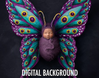 newborn digital backdrop hand drawn butterfly with antenna overlay