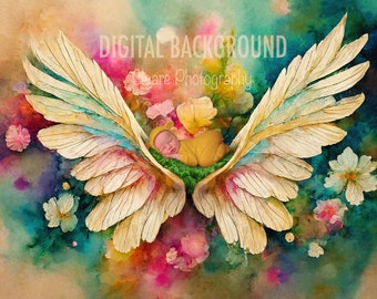 fairy wing garden , wings newborn digital backdrop