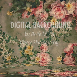 Pink restored floral , fine art digital backdrop