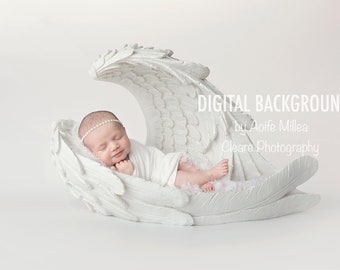 telón de fondo digital de alas de ángel recién nacido