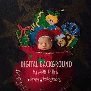 vintage Santa bag , layered newborn digital backdrop