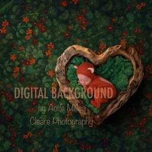 fondo digital recién nacido botánico del cuenco del corazón