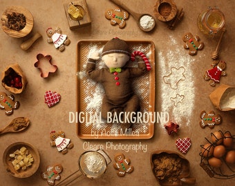 christmas cookies newborn digital backdrop