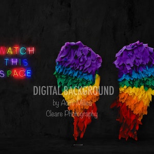Rainbow wings layered digital backdrop