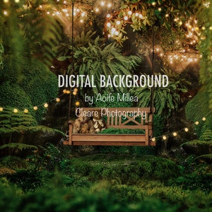fairy light forest swing  newborn digital background