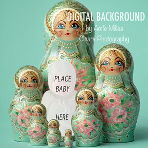 layered mint Russian dolls newborn digital backdrop image 2