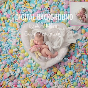 Sweet heart candy newborn digital backdrop