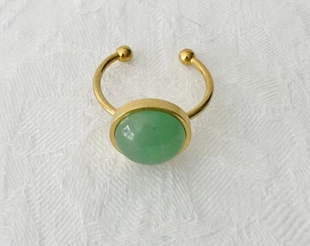 Ring, Ring Gold, Ring Stainless Steel, adjustable Ring, Gift for her, aventurine Ring,