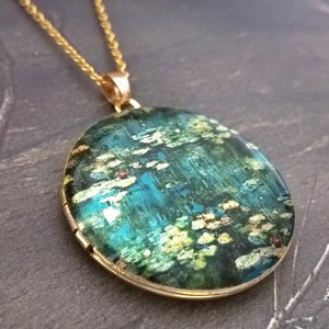 Locket necklace, locket necklace gold, Water Lilies Claude Monet, Water Lilies, locket necklace, monet, monet jewelry image 2