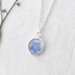 forget me not necklace, 925 Sterling Silver, gift for mom, minimalist necklace, image 1