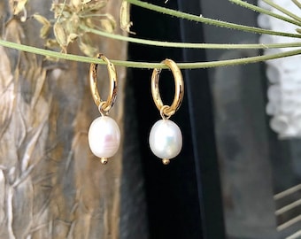 Pearl earrings, real Pearl earrings, earrings gold