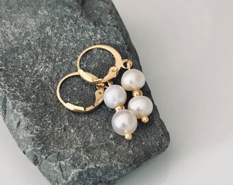 Pearl earrings, real Pearl earrings, earrings gold