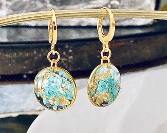 Turquoise earrings, turquoise earrings gold, gift for her