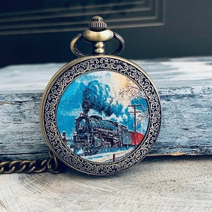 Pocketwatch,steampunk pocket watch,vintage train, train, vintage pocket watch, watch for men image 1