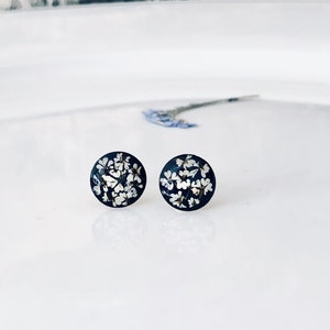 queen annes lace stud earrrings, stud earrings, Stainless Steel earrings,, real flower earrings image 1