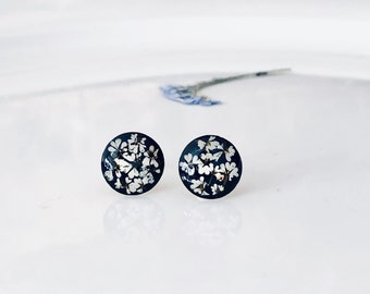 queen annes lace stud earrrings, stud earrings, Stainless Steel earrings,, real flower earrings