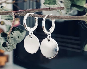 Disc earrings, Sterling silver earrings