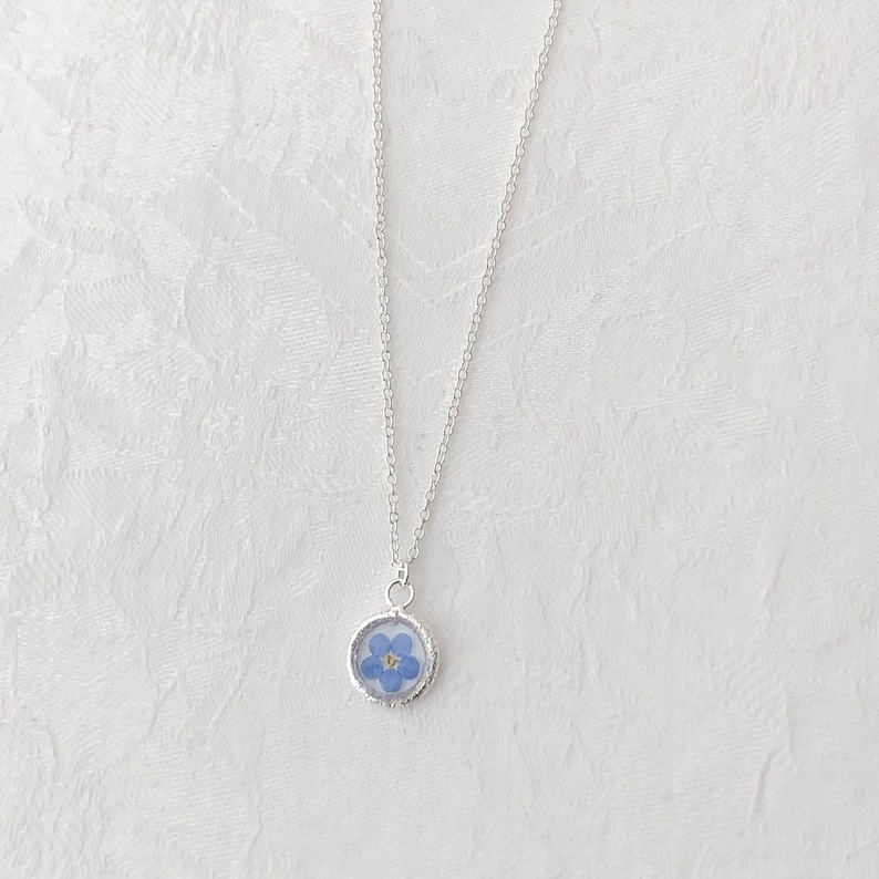 forget me not necklace, 925 Sterling Silver, gift for mom, minimalist necklace, image 3