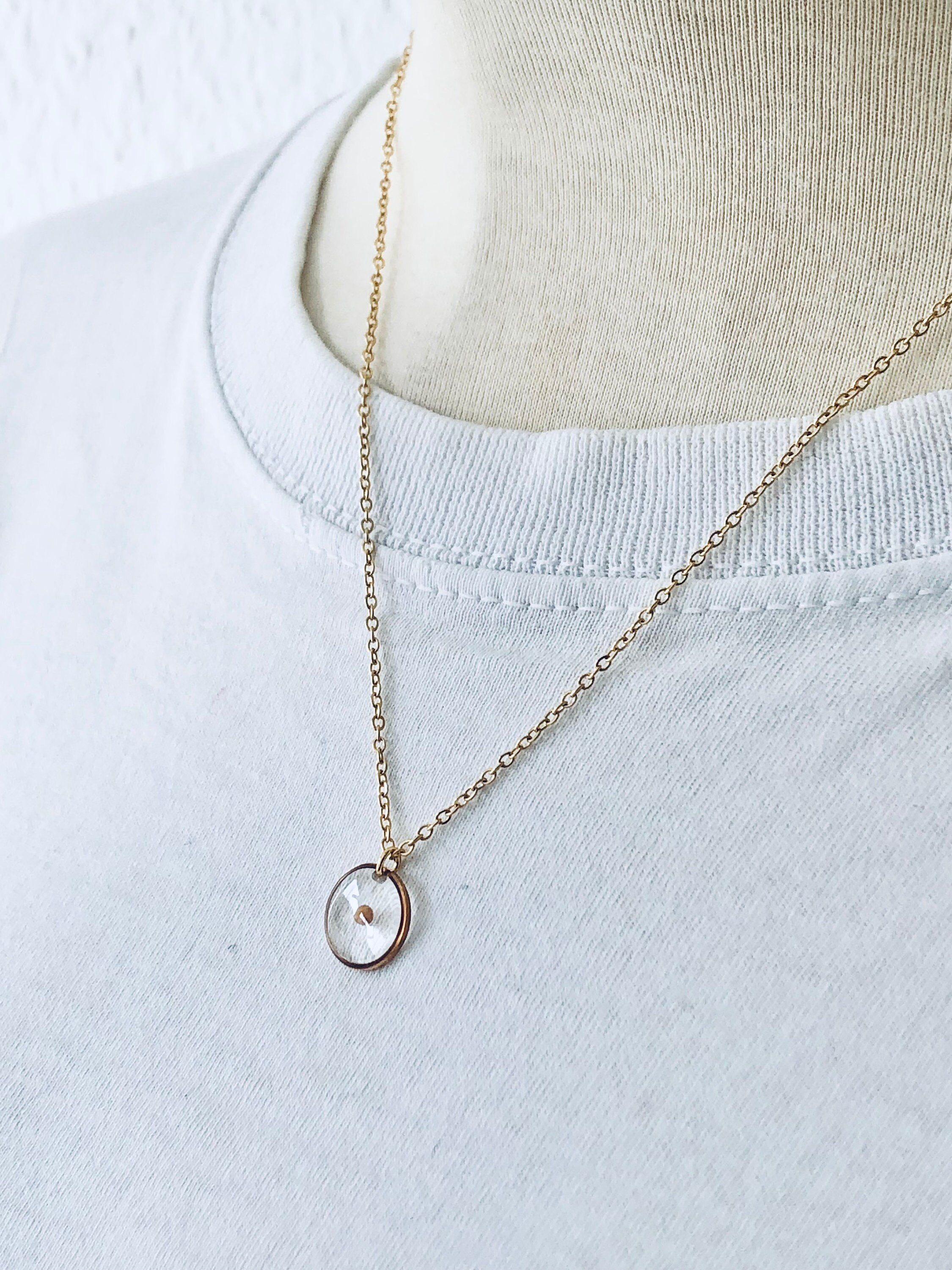 Collana con semi di senape, collana decorata con semi di senape, collana in acciaio inossidabile, collana con Matteo 17:20, ciondolo con semi di senape, gioielli cristiani - Italia