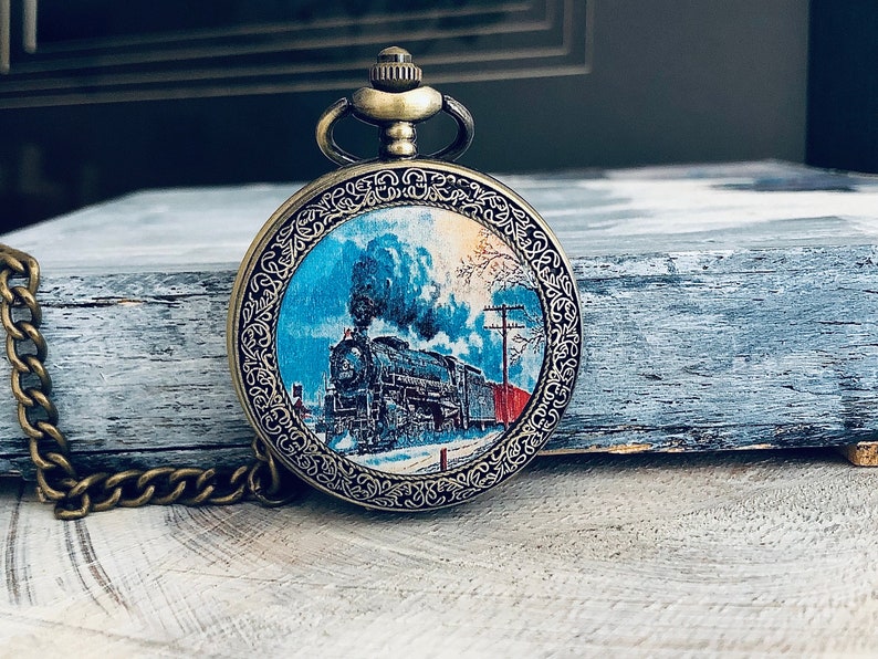 Pocketwatch,steampunk pocket watch,vintage train, train, vintage pocket watch, watch for men image 1