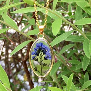 Forget me not necklace, forget me not gold necklace, dried flowers necklace, gift for women, gift for her, real flower pendant