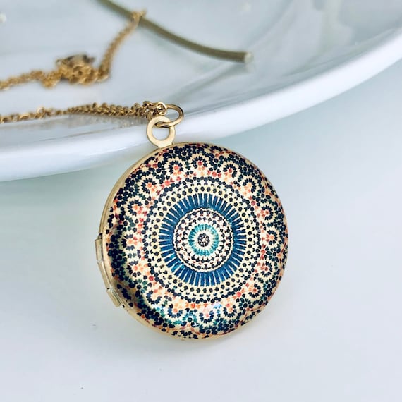 Buy Locket brass Locket locket Necklace unique Handmade Locket gold Locket jewelry germany gift for Her vintage Necklace gift abstract patterns Online in India Etsy