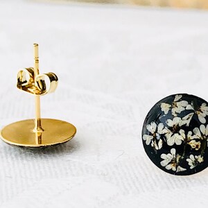 queen annes lace stud earrrings, stud earrings, Stainless Steel earrings,, real flower earrings image 5