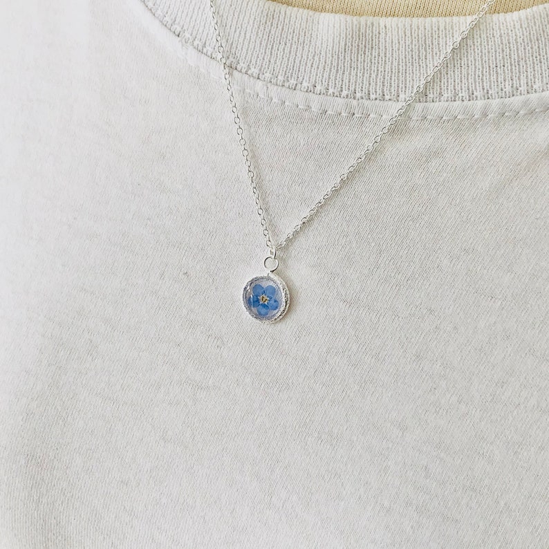 forget me not necklace, 925 Sterling Silver, gift for mom, minimalist necklace, image 2