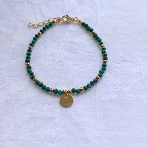 Malachite bracelet, Stainless Steel bracelet image 3