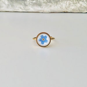 forget me not earrings, forget me not, dried flowers, forgetmenot gold image 6