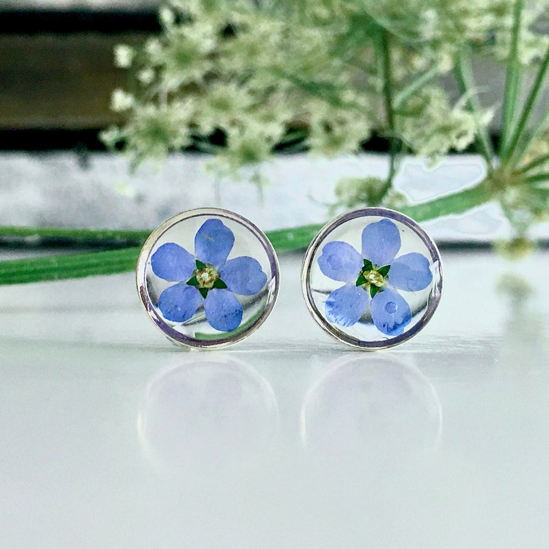 forget me not stud earrrings, forget me not, stud earrings, 925 Sterling Silver image 1