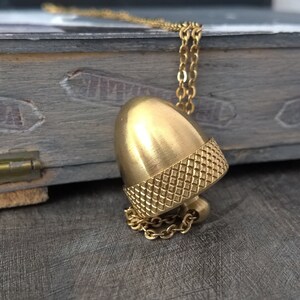 Acorn Canister Locket,Cremation Ashes Stash Necklace, canister necklace, Acorn Necklace, raw brass locket zdjęcie 5