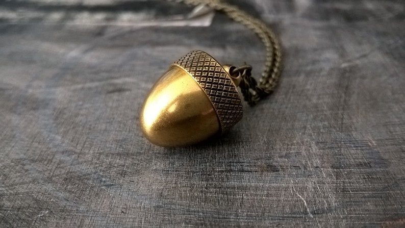 Acorn Canister Locket,Cremation Ashes Stash Necklace, solid brass locket, brass locket, acorn,hide away containers,acorn nut, image 5